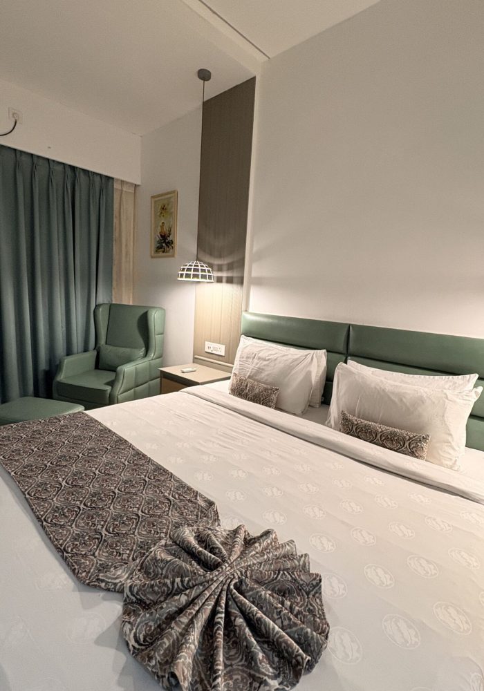 Modern bedroom in The cottage Room at Aarian Woods Resort