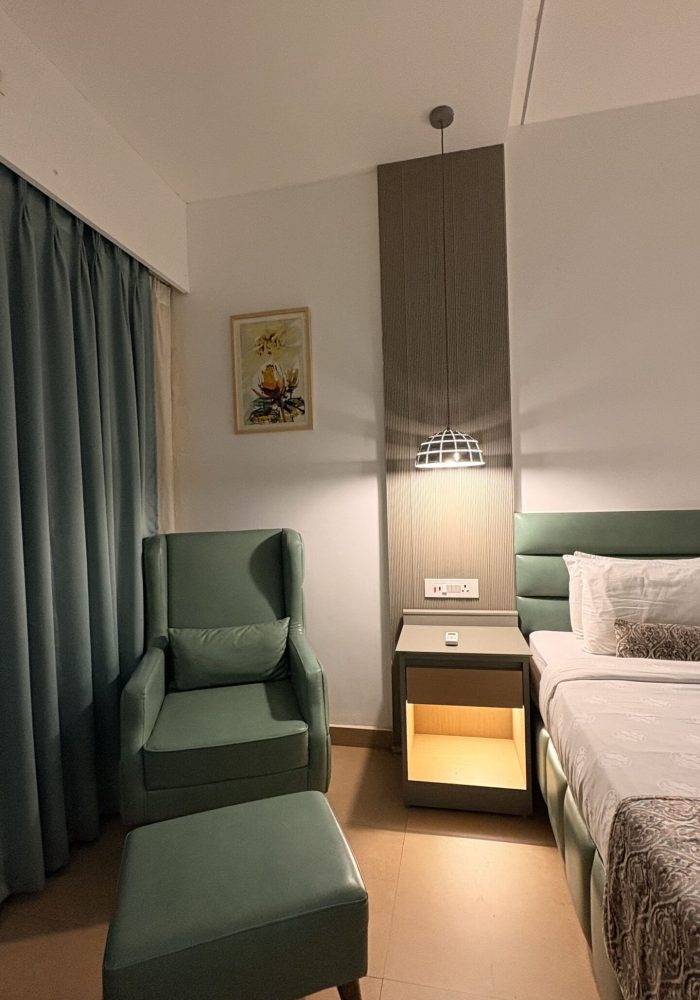 Modern bedroom in The cottage Room at Aarian Woods Resort